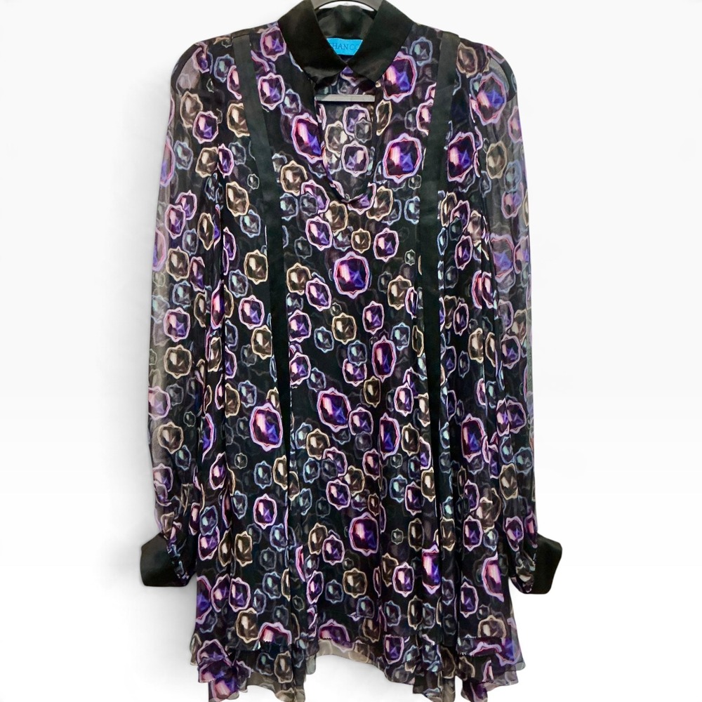 Jonathan Cohen 100% Silk Abstract Print Mini Dress Size 4 S Designer Luxury Rare